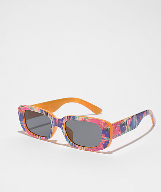 Graffiti Print Rectangle Sunglasses
