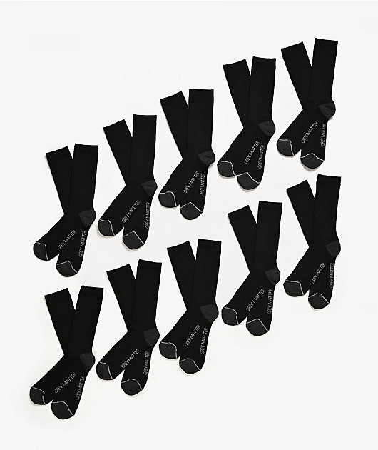 Grey Matter Concepts 10 Pack Black Crew Socks