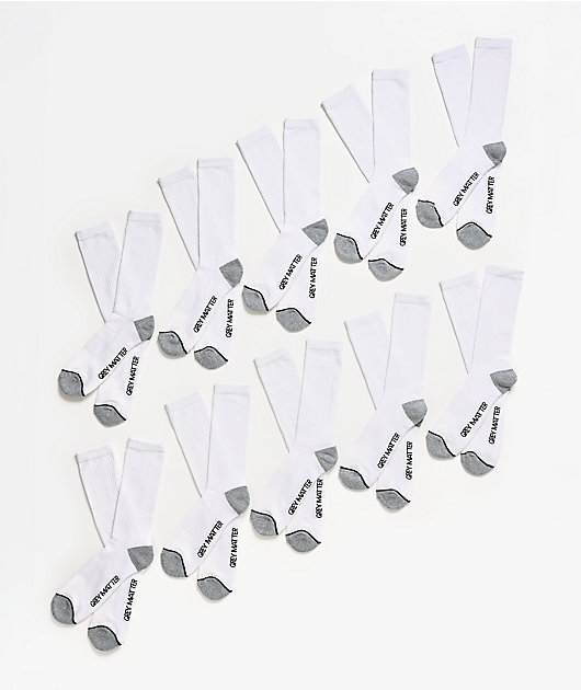 Grey Matter Concepts 10 Pack White Crew Socks
