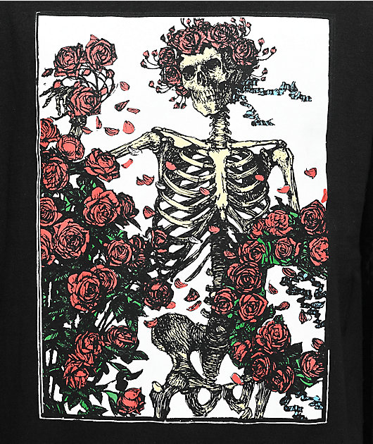 Grizzly x Grateful Dead Skeleton and Roses Black Long Sleeve T-Shirt