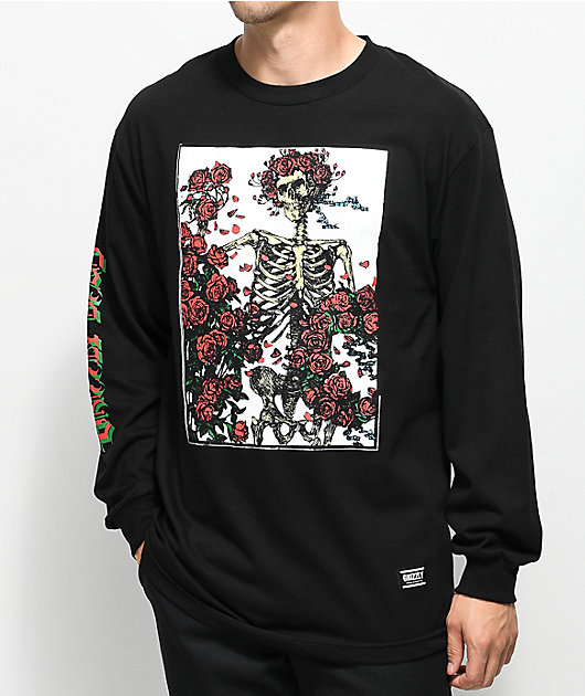 Grizzly x Grateful Dead Skeleton and Roses Black Long Sleeve T-Shirt