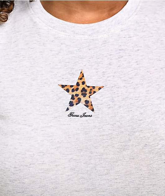 Guess Jeans Cheetah Star Grey Crop T-Shirt