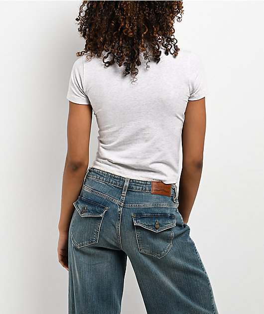 Guess Jeans Cheetah Star Grey Crop T-Shirt