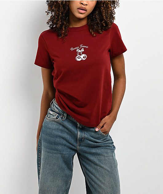 Guess Jeans Cherry Red Regular Fit T-Shirt