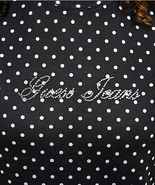 Guess Jeans Polka Dot  Rhinestone Black T-Shirt