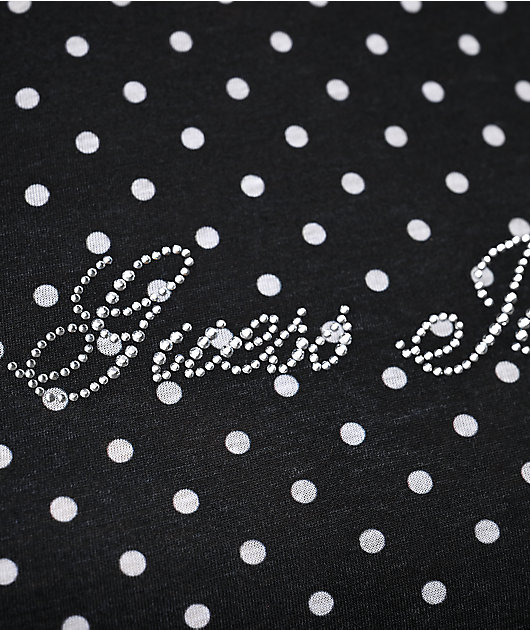 Guess Jeans Polka Dot  Rhinestone Black T-Shirt