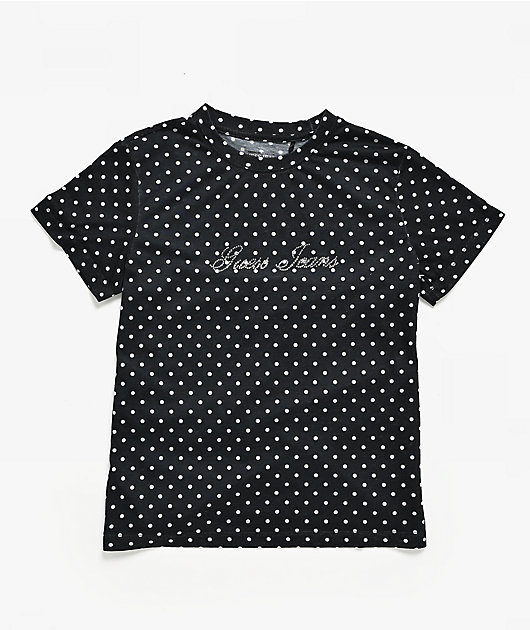 Guess Jeans Polka Dot  Rhinestone Black T-Shirt