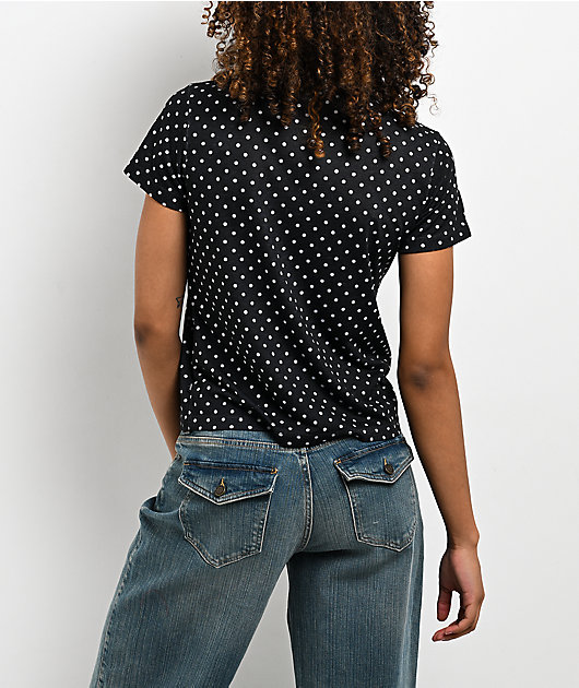 Guess Jeans Polka Dot  Rhinestone Black T-Shirt