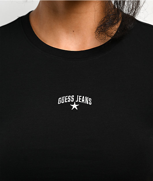 Guess Jeans Star Embroidered Black T-Shirt