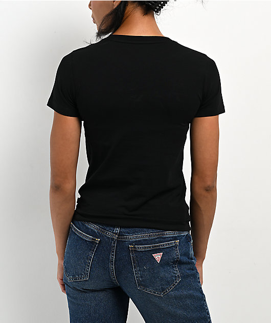 Guess Jeans Star Embroidered Black T-Shirt