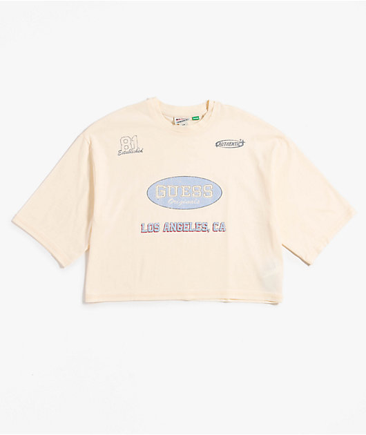 Guess Raw Edge Natural Boxy Crop T-Shirt