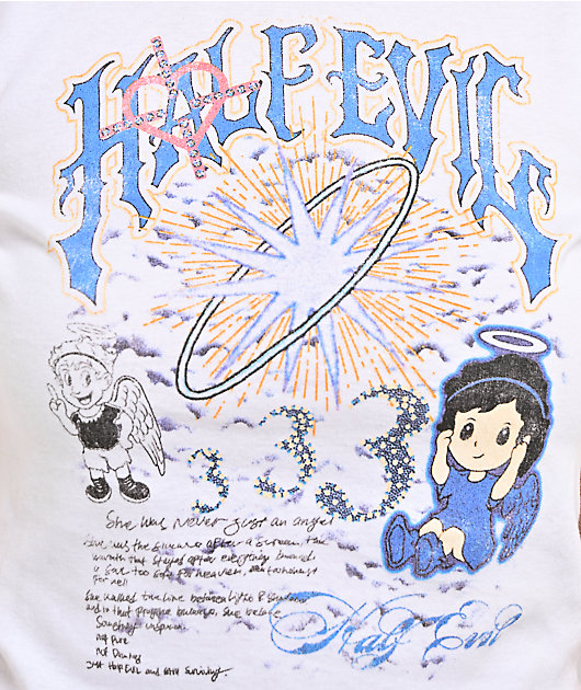 HALF EVIL Angel White Crop T-Shirt