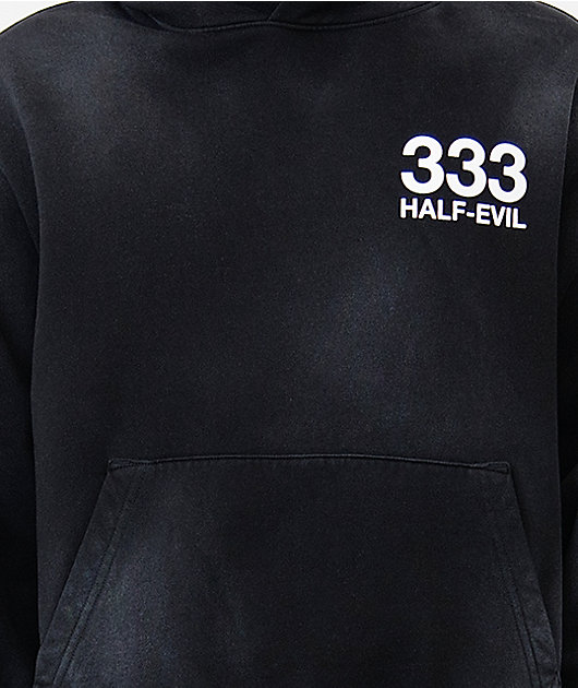 HALF EVIL Logo Black Wash Hoodie
