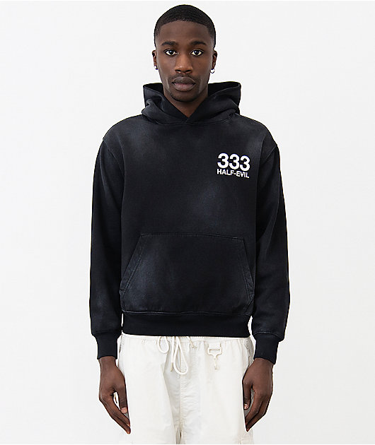 HALF EVIL Logo Black Wash Hoodie