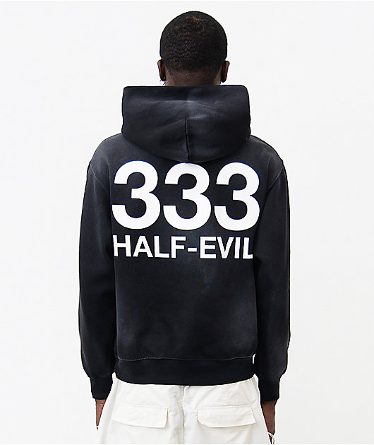 HALF EVIL Logo Black Wash Hoodie