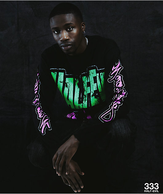 HALF EVIL Motorcross Black Long Sleeve T-Shirt