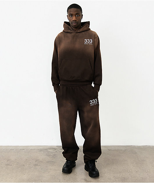 HALF EVIL Rhinestone Brown Wash Sweatpants