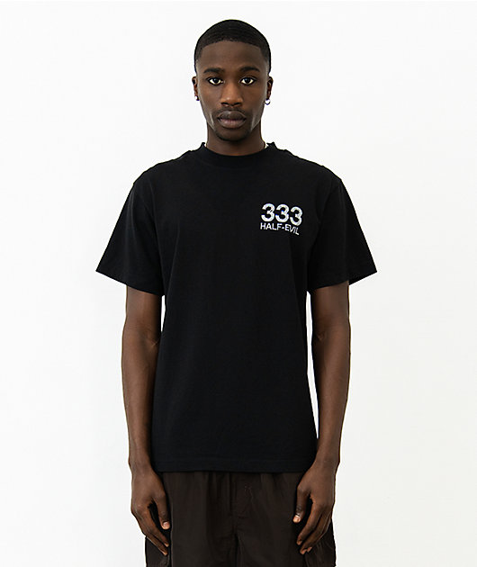 HALF EVIL Rhinestone Logo Black T-Shirt