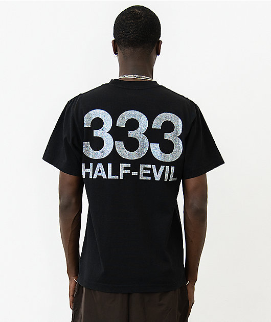 HALF EVIL Rhinestone Logo Black T-Shirt