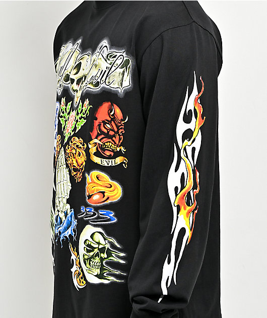 HALF EVIL Tattoo Parlor Black Long Sleeve T-Shirt