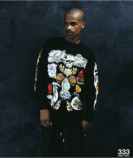 HALF EVIL Tattoo Parlor Black Long Sleeve T-Shirt