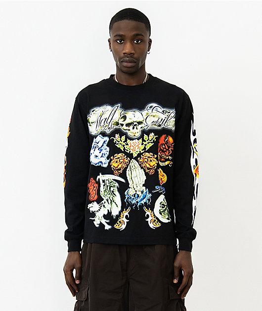 HALF EVIL Tattoo Parlor Black Long Sleeve T-Shirt