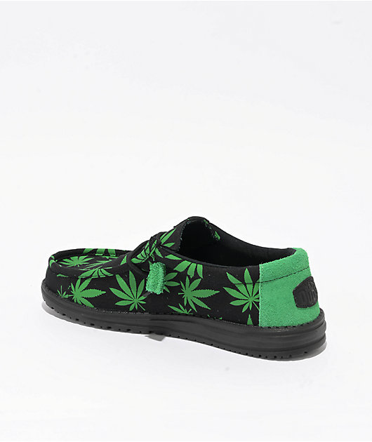 HEYDUDE Wally Dazed N' Dude Black & Green Shoes