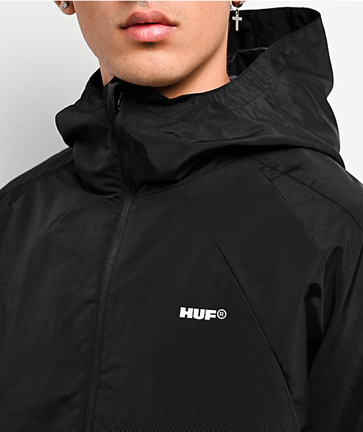 HUF All Caps Black Windbreaker Zip Jacket | Zumiez