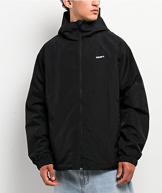 HUF All Caps Black Windbreaker Zip Jacket | Zumiez