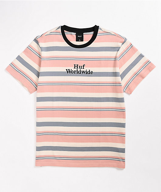 HUF Amory Coral Blue Stripe Knit T Shirt Zumiez