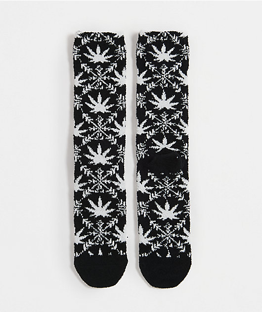 HUF Arctic Plantlife Fuzzy Black Crew Socks