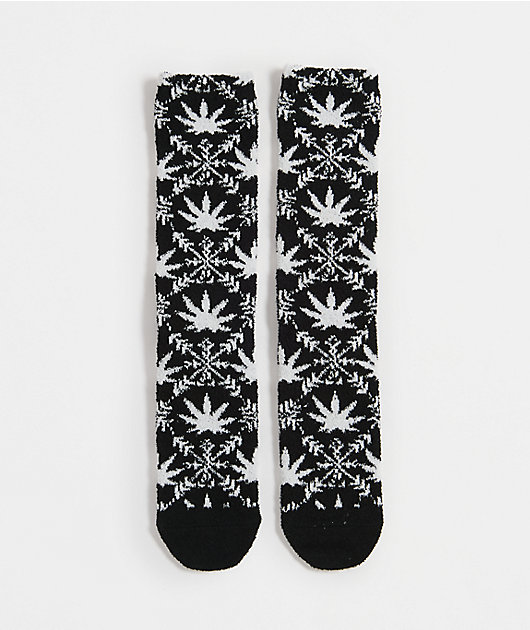 HUF Arctic Plantlife Fuzzy Black Crew Socks