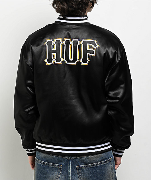 HUF Back 2 Back Black & Orange Reversible Bomber Jacket | Zumiez
