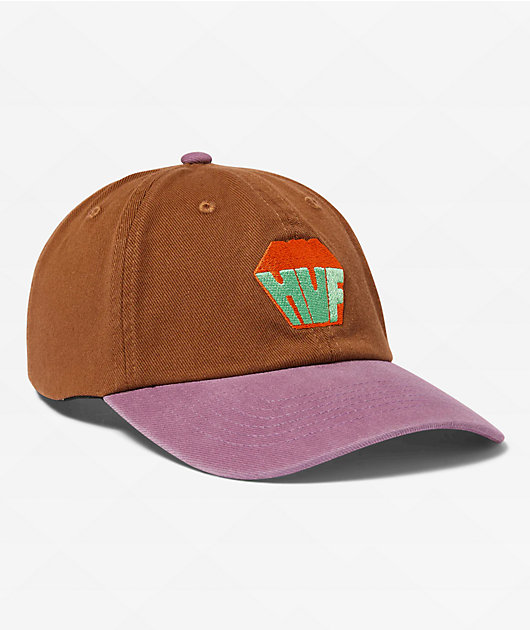 HUF Big Block 6 Panel CV Brown Wash Strapback Hat | Zumiez