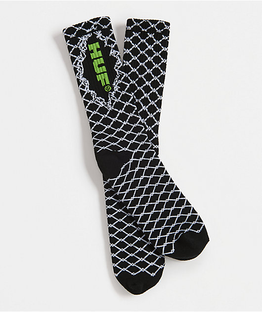 HUF Broken Fence Black Crew Socks