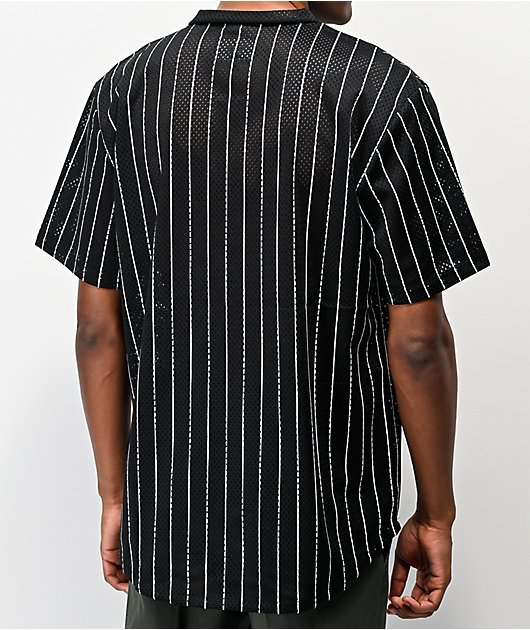 HUF Bronx Black & White Henley Mesh Baseball Jersey | Zumiez