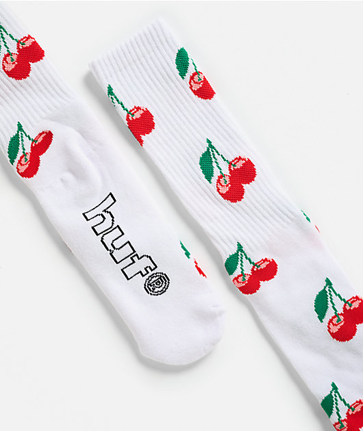 HUF Cherry Bomb White Crew Socks