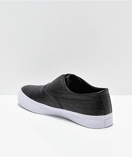 HUF Dylan Slip-On Black Croc Leather Skate Shoes