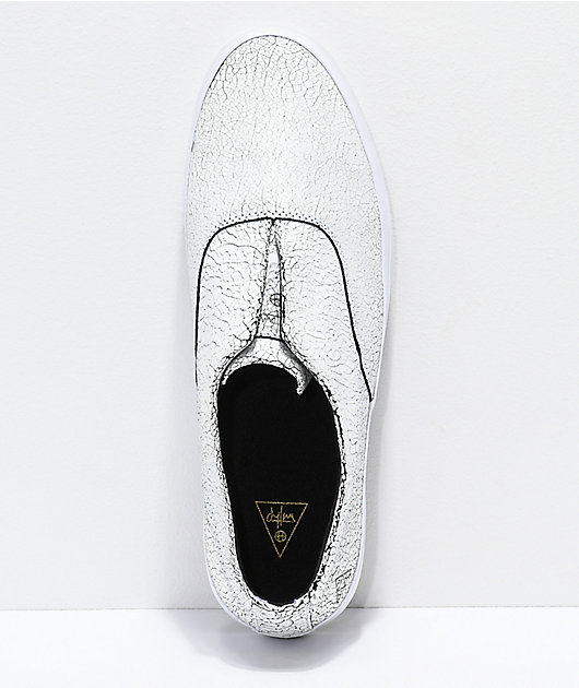 HUF Dylan Slip-On White & Black Crackled Skate Shoes