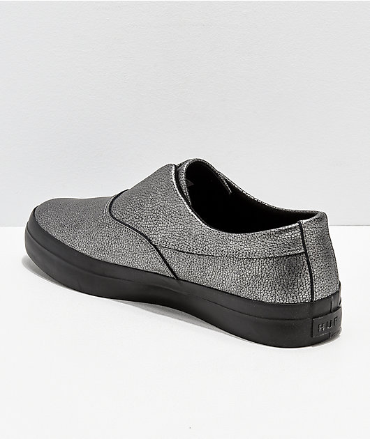 HUF Dylan Slip-On zapatos skate de cuero metálico