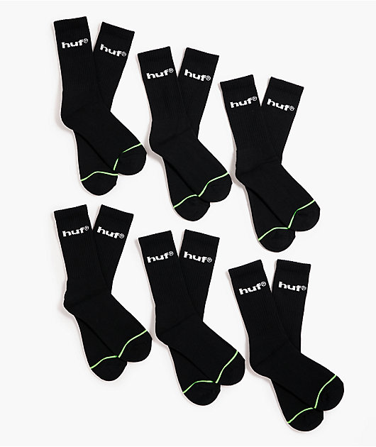 HUF Eightynine Logo 6 Pack Black Crew Socks