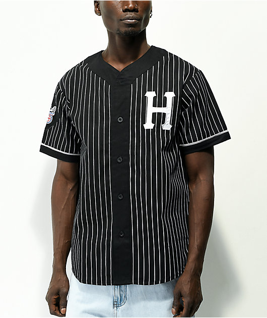 HUF Forever Black & White Pinstripe Baseball Jersey