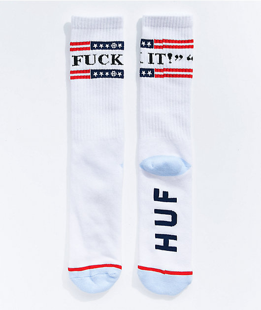 HUF Fourth Of July Fuck It White Crew Socks