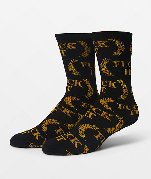 HUF Fuck It Award Black Crew Socks