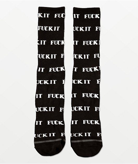 HUF Fuck It Black Crew Socks