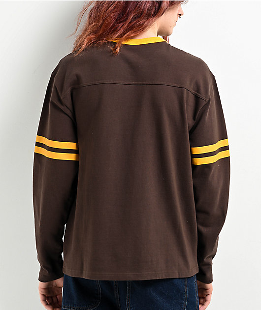 HUF Fuck It Brown & Yellow Long Sleeve Football Shirt