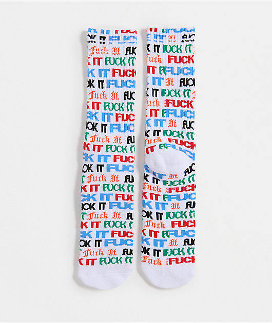 HUF Fuck It Flyer White Crew Socks