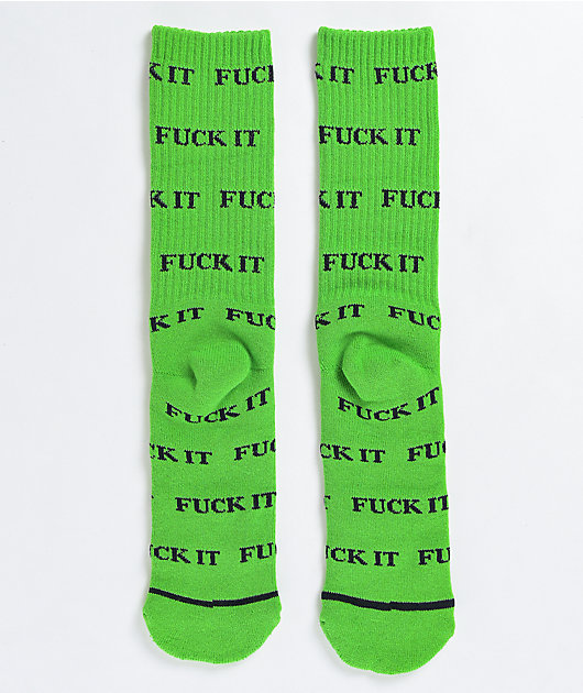 HUF Fuck It Green Crew Socks