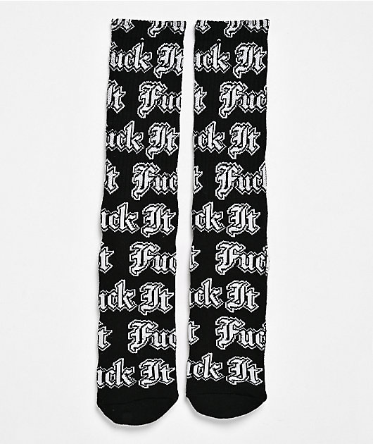 HUF Fuck It Old English Black Crew Socks
