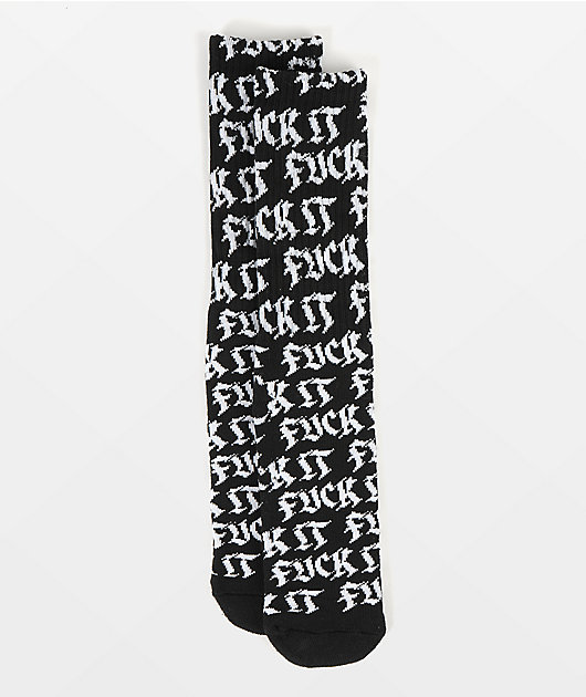 HUF Fuck It Old Style Black Crew Socks